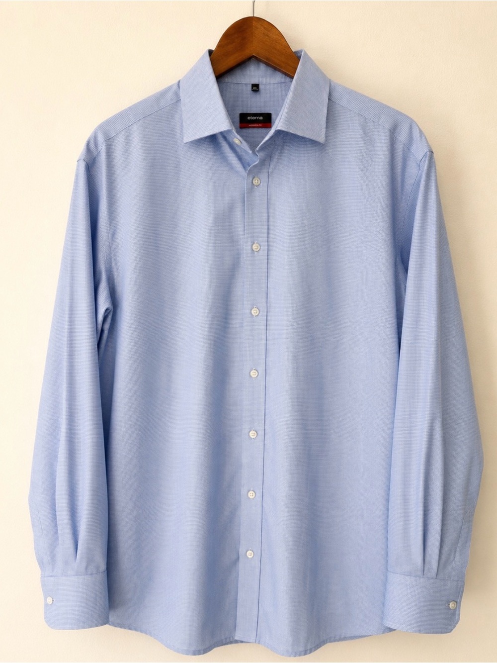 Eterna Modern Fit Men’s Dress Shirt Blue Micro Check Long Sleeve Size 17½ / 45